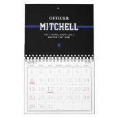 Persoonlijke politieagent in blauwe lijn kalender (Mar 2026)