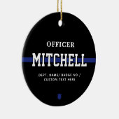 Persoonlijke politieagent in blauwe lijn keramisch ornament (Rechts)