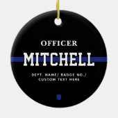 Persoonlijke politieagent in blauwe lijn keramisch ornament (Achterkant)