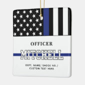 Persoonlijke politieagent in blauwe lijn keramisch ornament (Links)