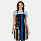 Persoonlijke politieagent in blauwe lijn schort (Gedragen)