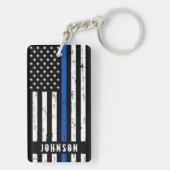 Persoonlijke politieagent in blauwe lijn sleutelhanger (achterkant)