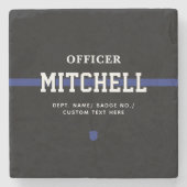 Persoonlijke politieagent in blauwe lijn stenen onderzetter (Voorkant)