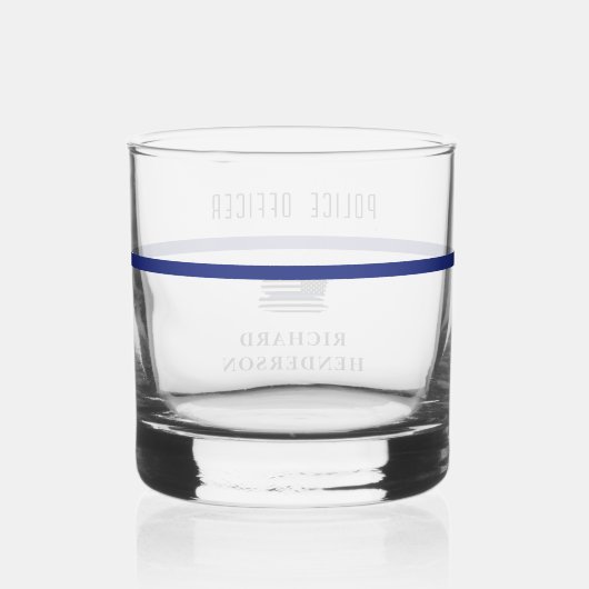 Persoonlijke politieagent in blauwe lijn whisky glas (Achterkant)