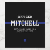 Persoonlijke politieagent in blauwe lijn wijn etiket (Enkel label)