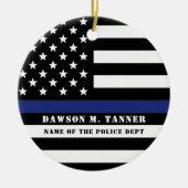 Persoonlijke politieagent Thin Blue Line US Vlag Keramisch Ornament (Voorkant)