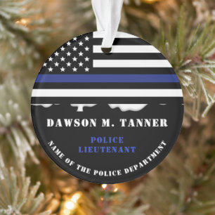Persoonlijke politieagent Thin Blue Line US Vlag Ornament
