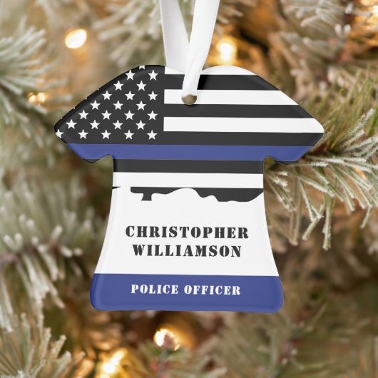 Persoonlijke politieagent Thin Blue Line US Vlag Ornament (Boom)