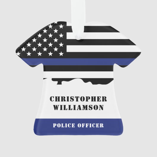 Persoonlijke politieagent Thin Blue Line US Vlag Ornament (achterkant)