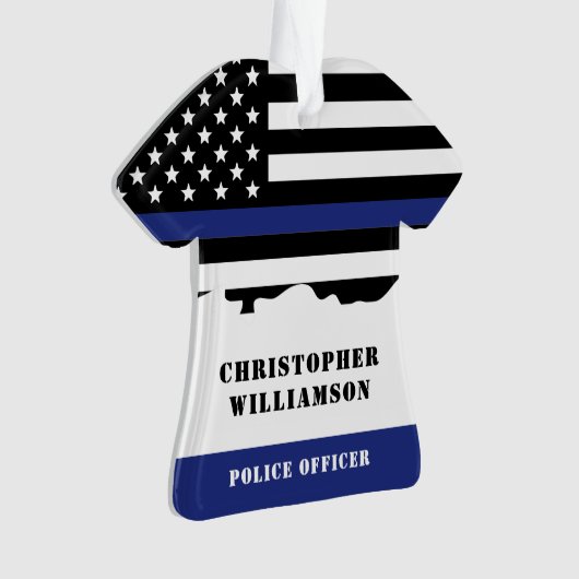Persoonlijke politieagent Thin Blue Line US Vlag Ornament (voorkant)