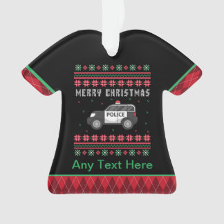 Persoonlijke politieauto met lelijke kerst ornament