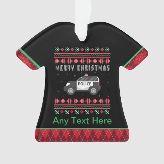 Persoonlijke politieauto met lelijke kerst ornament (voorkant)