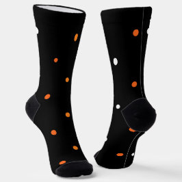 Persoonlijke Polka Dog Oranje en Zwarte Halloween Sokken