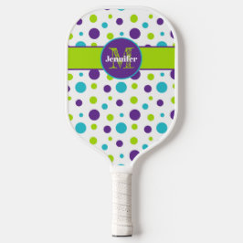 Persoonlijke Polka Dot, Squares Limoen, Paars, Bla Pickleball Paddle