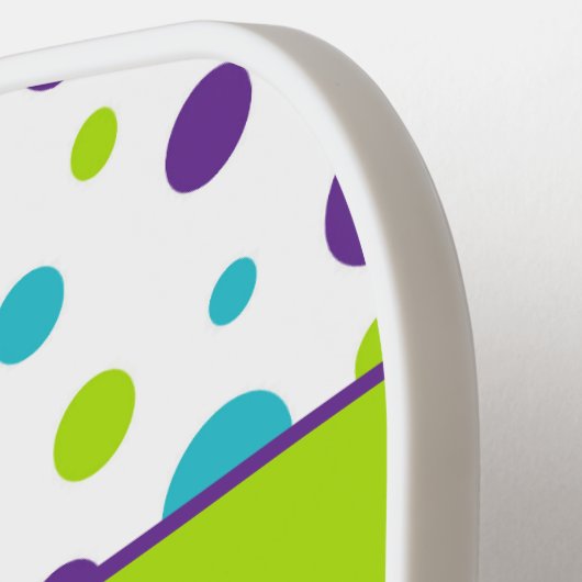 Persoonlijke Polka Dot, Squares Limoen, Paars, Bla Pickleball Paddle (Links Detail)