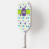 Persoonlijke Polka Dot, Squares Limoen, Paars, Bla Pickleball Paddle (Links)