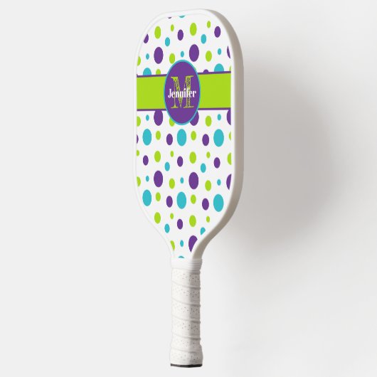 Persoonlijke Polka Dot, Squares Limoen, Paars, Bla Pickleball Paddle (Links)
