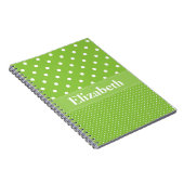 Persoonlijke polka stippen patroon groen & wit notitieboek (Rechterzijde)