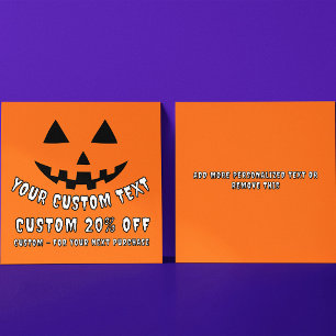 Persoonlijke Pompoen Halloween Aangepaste Tekst Kortingskaartje