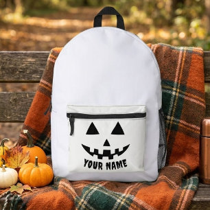 Persoonlijke Pompoen Halloween Naam Zwart & Wit Bedrukte Rugzak