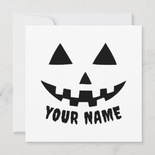 Persoonlijke Pompoen Halloween Naam Zwart & Wit Feestdagenkaart