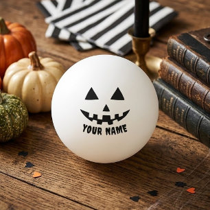 Persoonlijke Pompoen Halloween Naam Zwart & Wit Pingpongbal