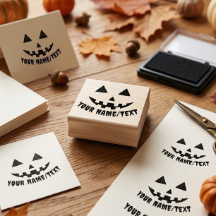 Persoonlijke Pompoen Halloween Naam Zwart & Wit Rubberstempel