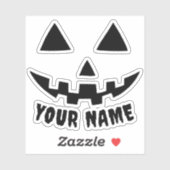 Persoonlijke Pompoen Halloween Naam Zwart & Wit Sticker (Vel)