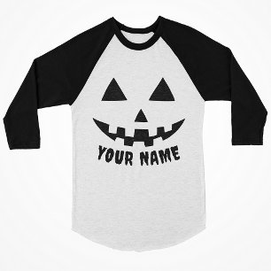 Persoonlijke Pompoen Halloween Naam Zwart & Wit T-shirt