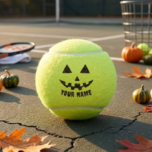Persoonlijke Pompoen Halloween Naam Zwart & Wit Tennisballen