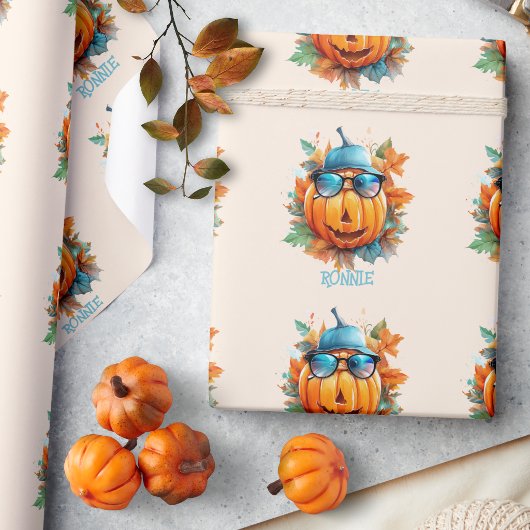 Persoonlijke Pompoen Herfst Halloween Cadeau Cadeaupapier