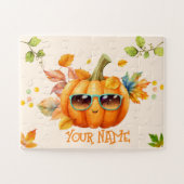 Persoonlijke Pompoen Kinderen Herfst Legpuzzel (Horizontaal)