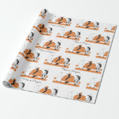 Persoonlijke Pompoen Pinguïn Grappige Halloween Cadeaupapier (Uitgerold)