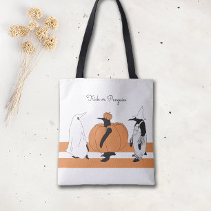 Persoonlijke Pompoen Pinguïn Grappige Halloween Tote Bag