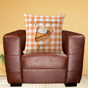 Persoonlijke Pompoentaart Gingham Plaid Herfst Kussen