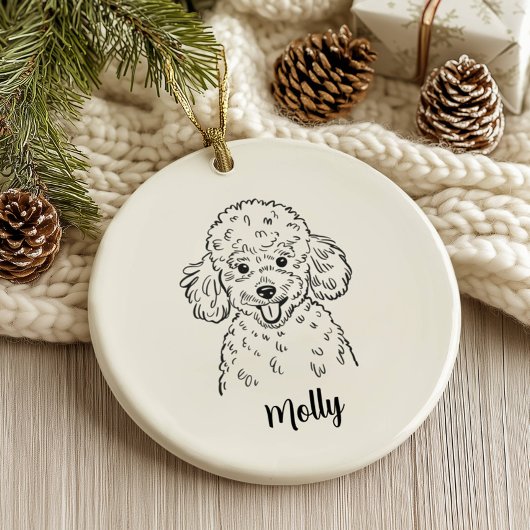 Persoonlijke Poodle-hond Kerstmis Keramisch Ornament