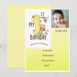 Persoonlijke Pooh Beer Baby 1e Verjaardagsuitnodig Kaart