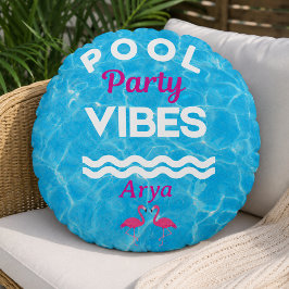 Persoonlijke 'Pool Party Vibes' Worpkussen Rond Kussen