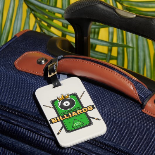Persoonlijke Poolhal NAME 8 Bal Kroon Biljart Bagagelabel (Voorkant Insitu 1)