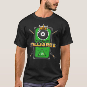 Persoonlijke Poolhal NAME 8 Ball Crown Billiards T-shirt