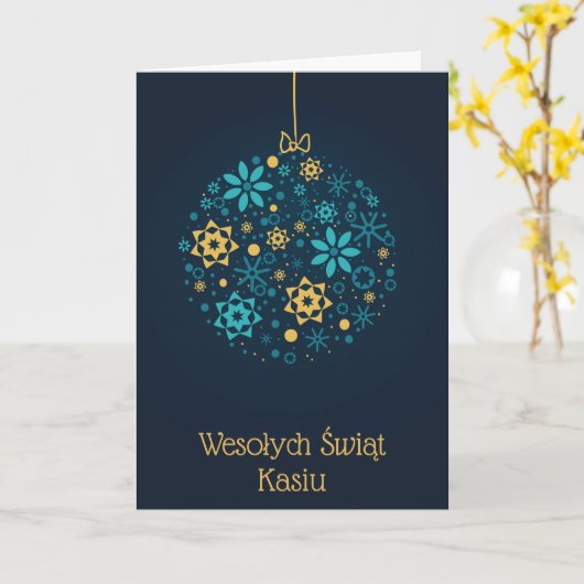 Persoonlijke Poolse kerstkaart Kaart (Gele Bloem)