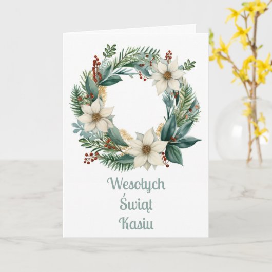 Persoonlijke Poolse kerstkaart Kaart (Gele Bloem)