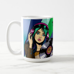 Persoonlijke Pop Art Meisje met Record Koffiemok