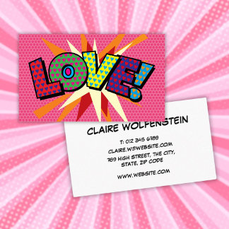 Persoonlijke Pop Art-stripboek LIEFDE Visitekaartje