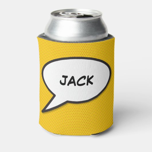 Persoonlijke Pop Art Stripboek Spreekwolk Blikjeskoeler (Blikje Achterkant)