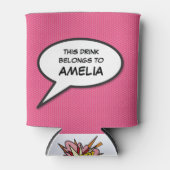 Persoonlijke Pop Art Stripboek Spreekwolk Blikjeskoeler (Voorkant)