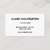 Persoonlijke Pop Art Stripboek Spreekwolk Visitekaartje (Achterkant)