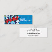 Persoonlijke Pop Art stripboek WHAM! Mini Visitekaartje (Voorkant / Achterkant)