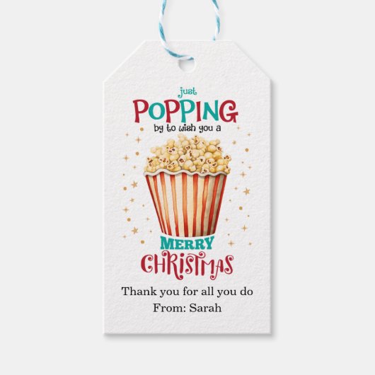 Persoonlijke Popcorn Leraar Kerstcadeau Label Cadeaulabel (Voorkant)
