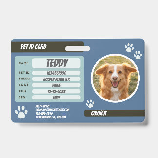 Persoonlijke portemonnee kaart met huisdier foto badge